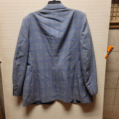 Phoenix 2pc polyester vintage suit Blazer Pants 1970s Plaid blue gray Rockabilly