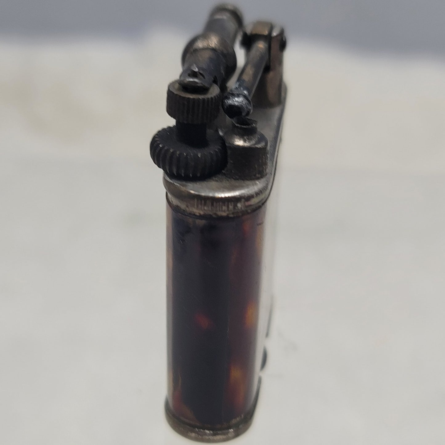 Vintage Thorens Style Lift Arm Pocket Lighter Antique Tortoiseshell Art Deco