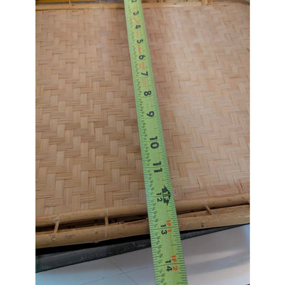 Vintage 1980s Rectangular Woven bamboo serving trays set of 4 19x13