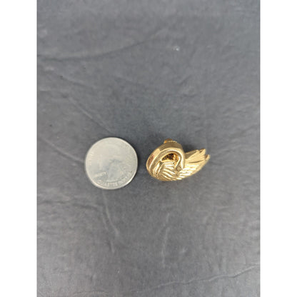 Vintage Gold Tone Swan Bird Motif Statement Clip On Earrings Mid Century Retro