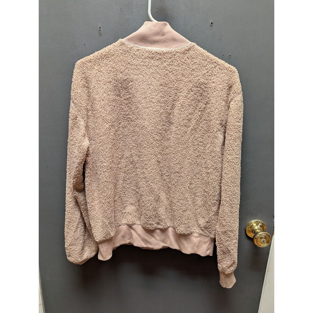 Topshop Size 2 Blush Pink Half Zip Sherpa PullOver Sweatshirt NEW long sleeve