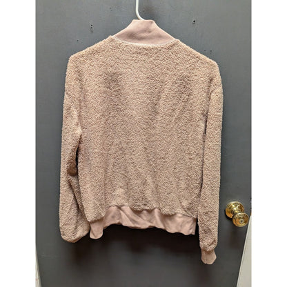Topshop Size 2 Blush Pink Half Zip Sherpa PullOver Sweatshirt NEW long sleeve