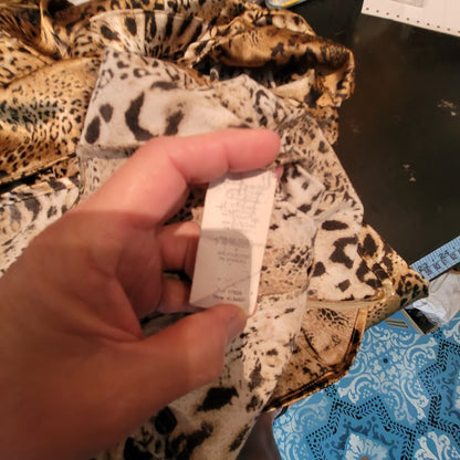 Karen Kane Casual Luxury Leopard Print Wrap Blouse XL Long Sleeve VNeck