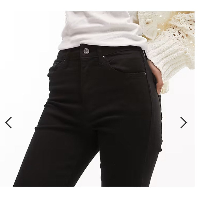 Topshop NEW MOTO Black Jamie Jeans 36 x 30 High Waist Ankle Grazer Stretch