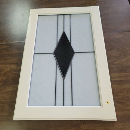 SECONDHAND SANDIES Stained glass Geometric Art Deco black white Diamond Framed
