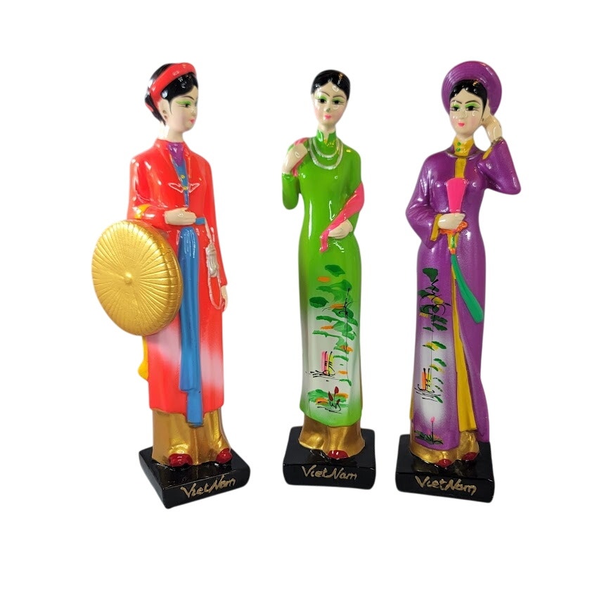 Set of 3 Vietnamese women Tradional Dress Vietnam figurines