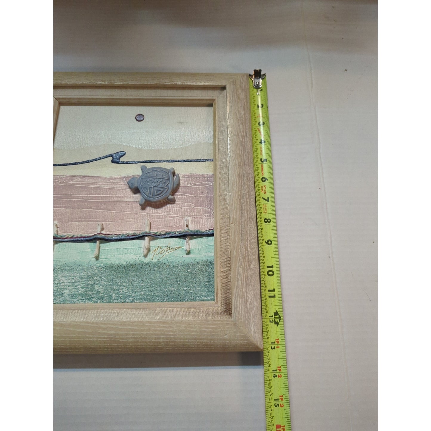 Vintage 1980s Patrick McNurney Original Mix Media Abstract Coastal Turtle Frame
