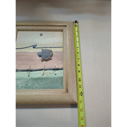 Vintage 1980s Patrick McNurney Original Mix Media Abstract Coastal Turtle Frame