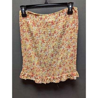 Ten Sixty Sherman Floral tube Mini Skirt Stretch ruffle bottom orange Medium