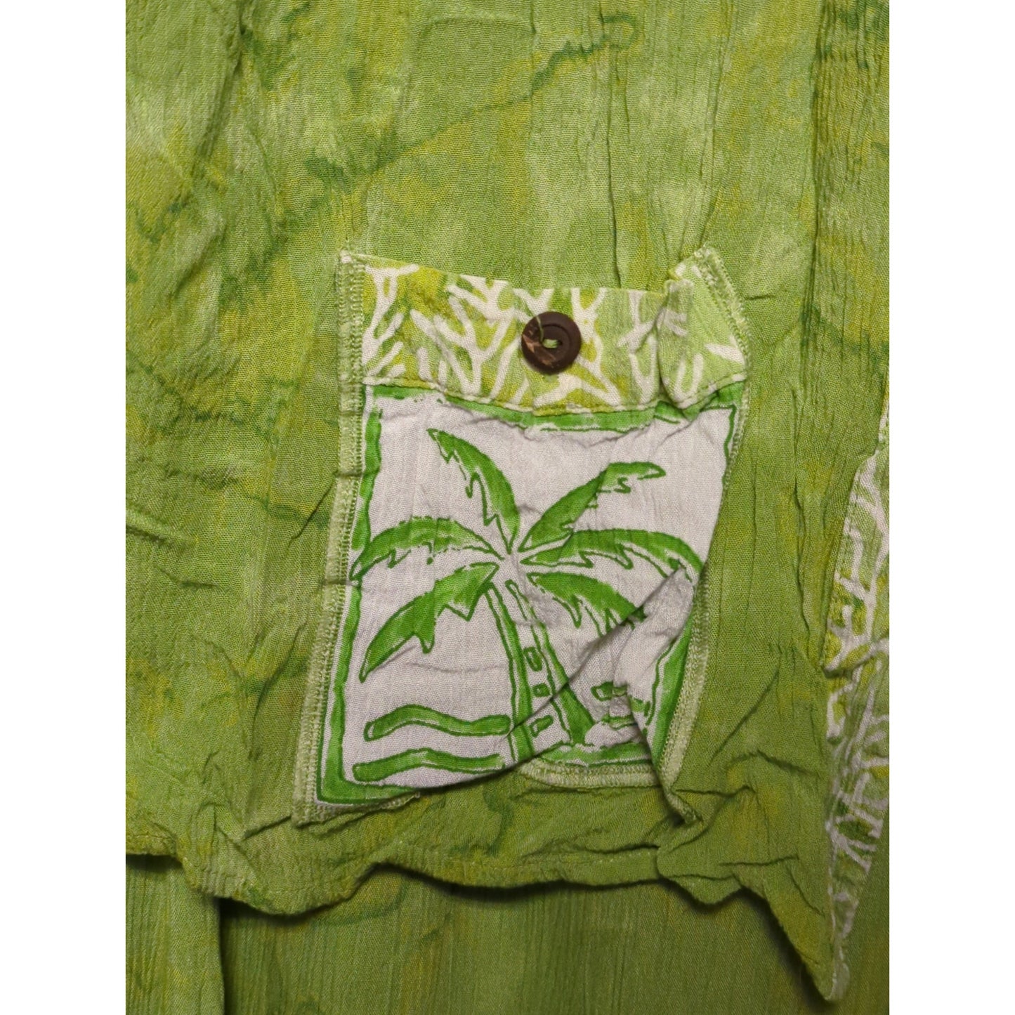 Mirror Image Lime Green 2pc Midi Dress & Button-Up Blouse Tropical XL Palm Tree