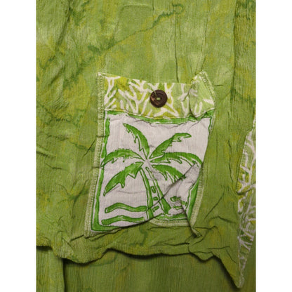 Mirror Image Lime Green 2pc Midi Dress & Button-Up Blouse Tropical XL Palm Tree
