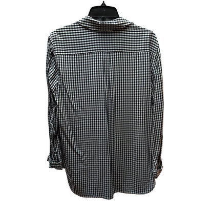 Cremieux Gingham Button Up Shirt Extra Small Black White Long Sleeve Blouse XS
