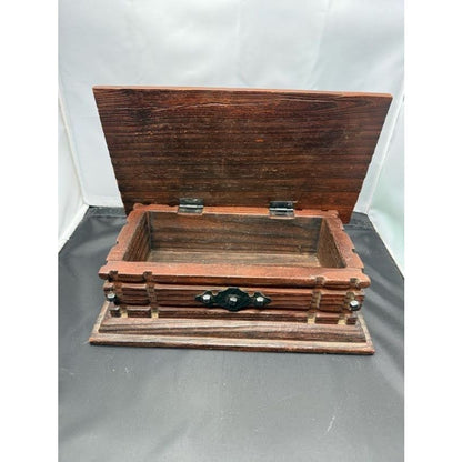 Vintage Wooden Jewelry Trinket Chest Box Keepsakes Stash Spain Rustic Carved