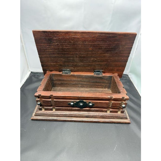 Vintage Wooden Jewelry Trinket Chest Box Keepsakes Stash Spain Rustic Carved