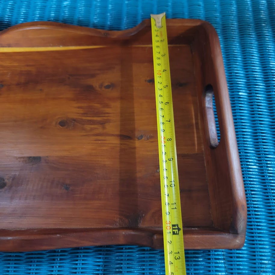 Handmade yew Wood double handle serving tray 13" x 26"  Crafted Gerald Jeffcoat