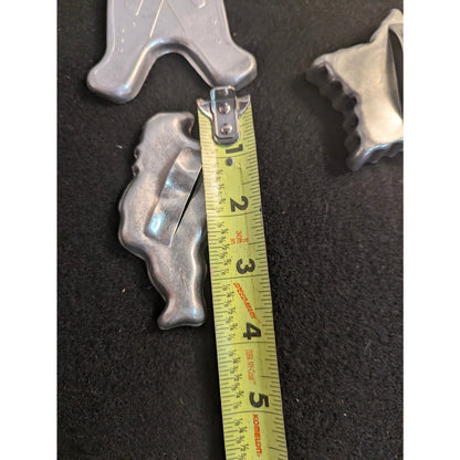 Vintage Metal Aluminum Christmas Cookie Cutters Handle Set of 5 Holiday