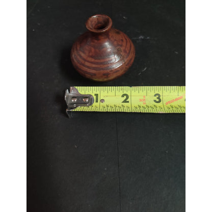Vintage Studio Pottery Brown Miniature Bud Vase Handcrafted Small Art Pottery