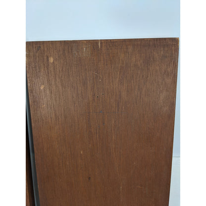 Ricardo Lynn MCM Teak Brass Chinese Script Wall Hangings Pair Plaque Tableau 60s