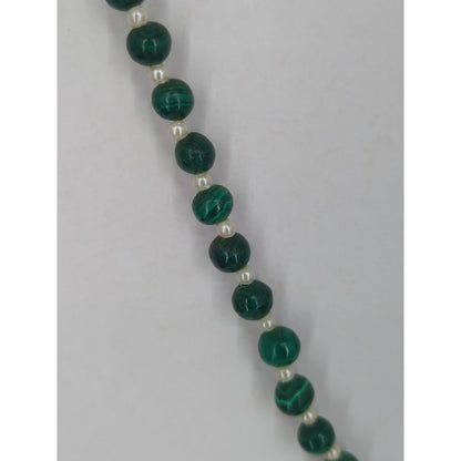 Vintage Green Jadeite Glass Beaded Necklace Heart Pendant Mid-Century Boho Chic