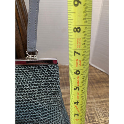 Vintage The Sak Slate Gray Crochet Frame Bag Silver Hardware Y2K