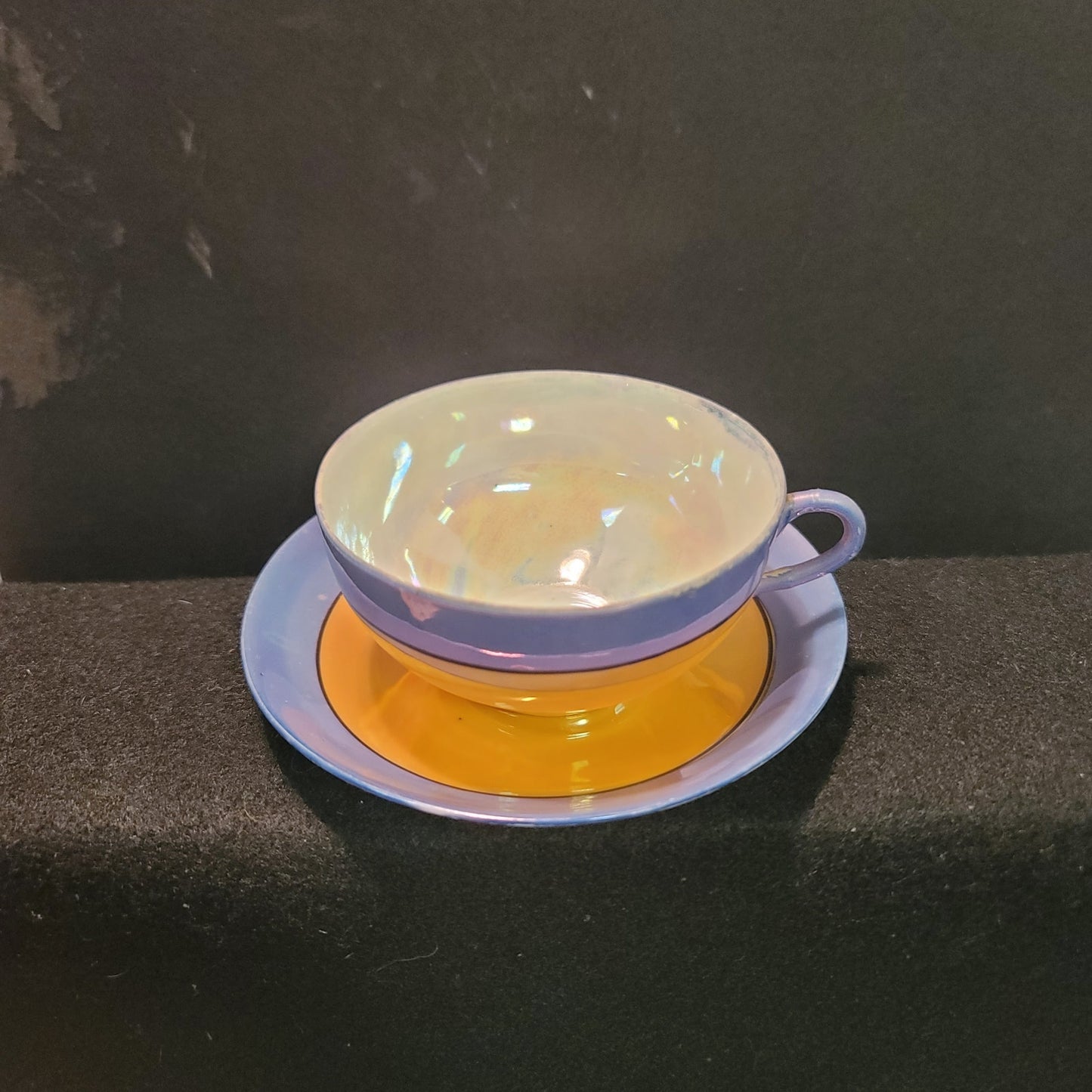 Takito Golden Orange Blue Lusterware Vintage Japanese Teacup and Saucer
