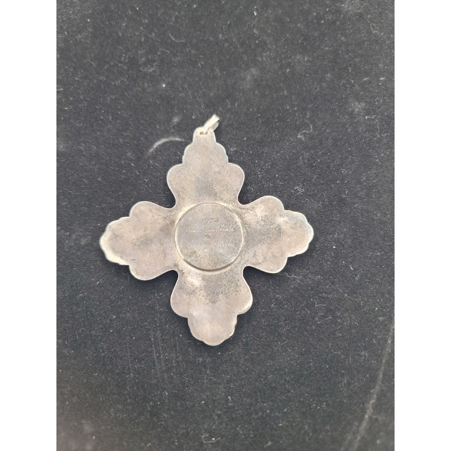 Vintage Reed Barton 1972 Christmas Cross Sterling Silver Pendant Renaissance Revival