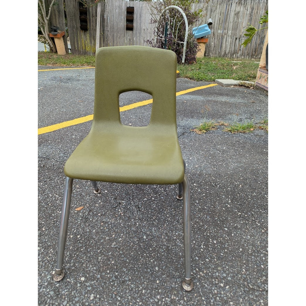 Secondhand Sandies: Artcobell avocado green Vintage kids chair school 4 available PRICED individuallyD