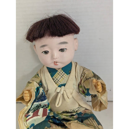 1950s Vintage Ichimatsu Gofun BOY DOLL Japanese damaged Ear
