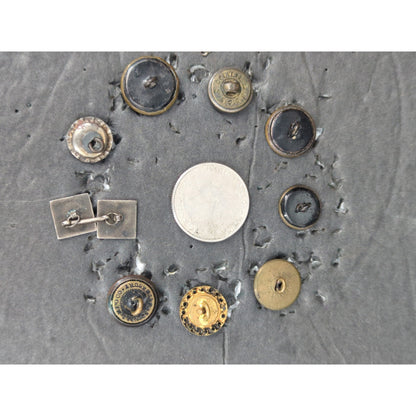 LOT RR of 10 Antique Vintage Victorian Brass Mixed Materials Buttons ESTATE FIND