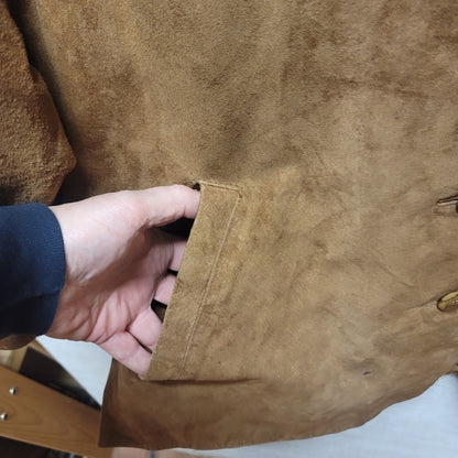 Spiegel Asset Leather Suede Brown Boho 8 Button Up Jacket Lined Pockets