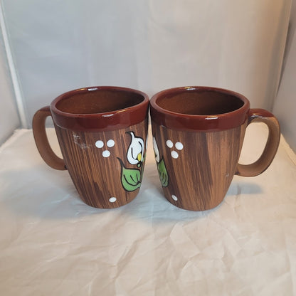 Vintage Calla Lilly Clay Hand Painted Stoneware Talavera Pair Coffee Tea mug cup