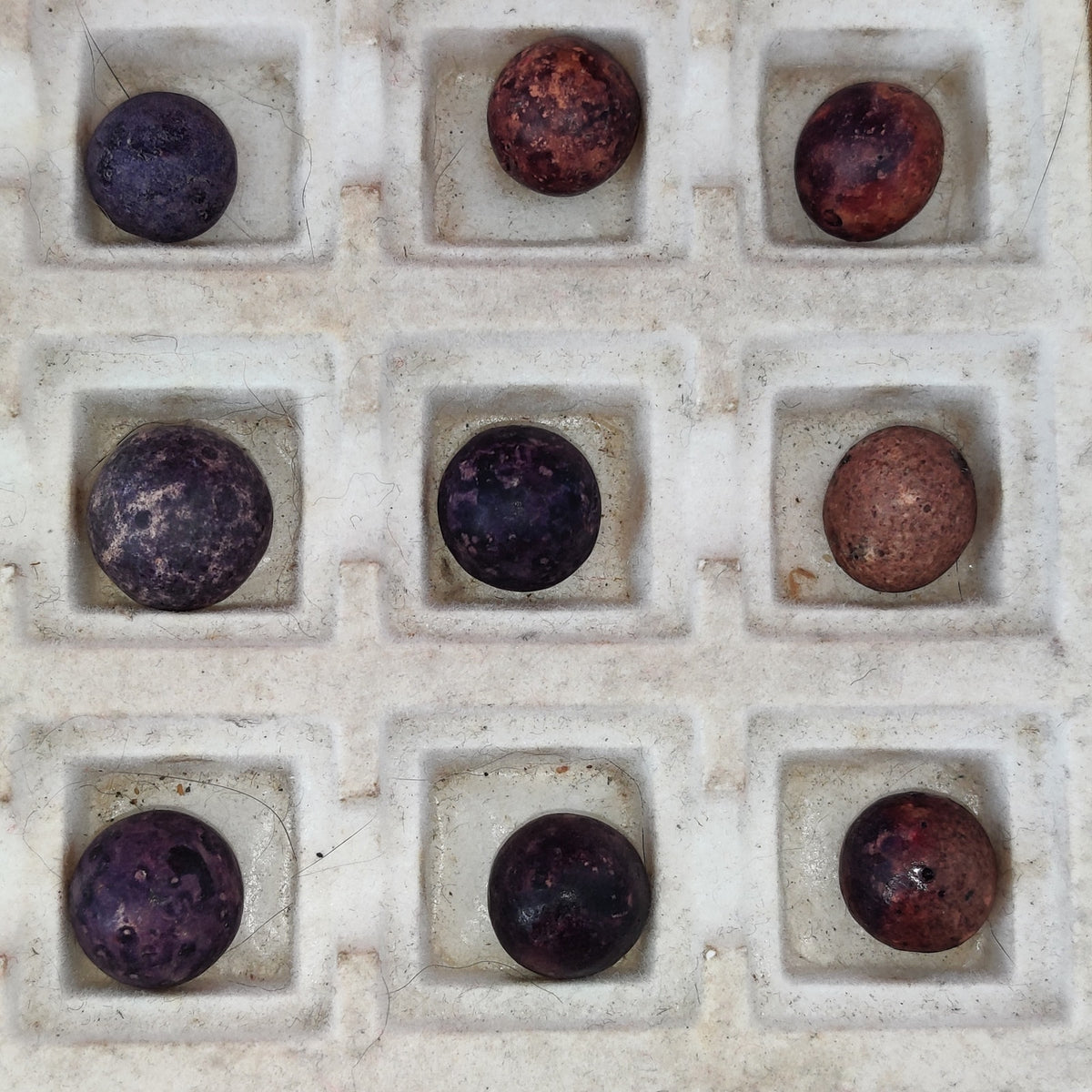 Antique German Handmade Clay Marbles Bulk Job Lot of 36 purples Player 9/16" #H9