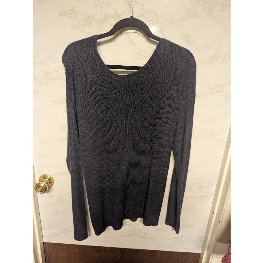 Halogen open faux wrap back sweater Knit Blue Size XL heavyweight long sleeve
