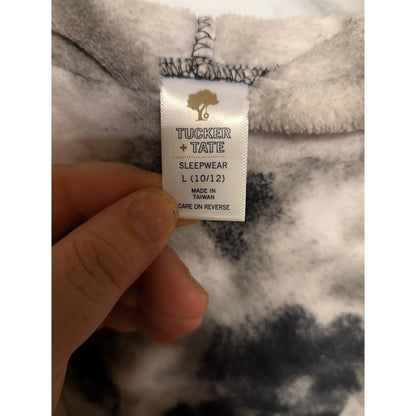 Tucker Tate Size Large (10-12) kids hoodie fuzzy teddy tie dye blk/white NEW