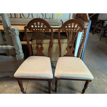 SECONDHAND SANDIES: Pair of arch back cream covered seat Chairs