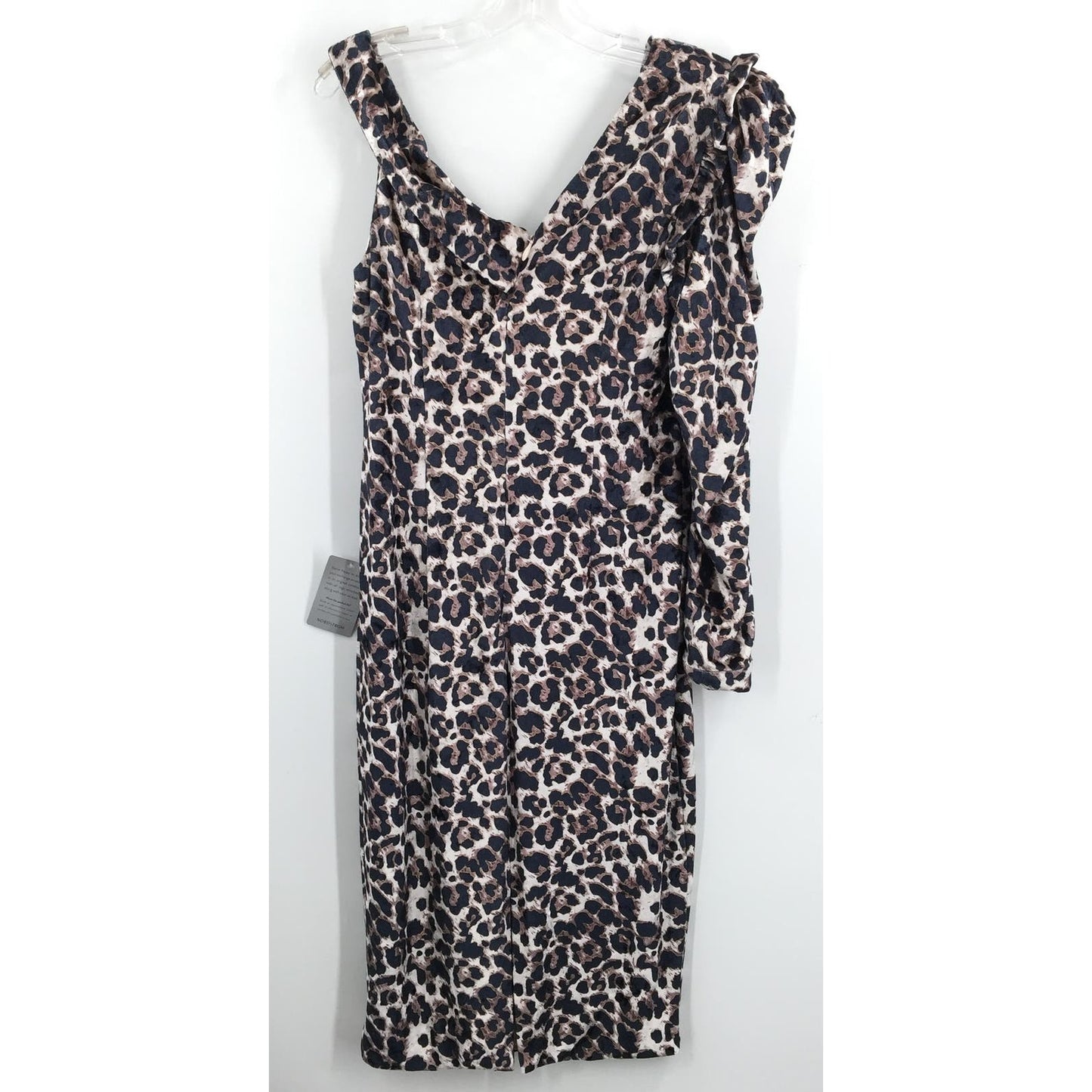 Lavish Alice Cold Shoulder Crush Velvet Cocktail Sheath Dress Sz 10 Leopard NWT