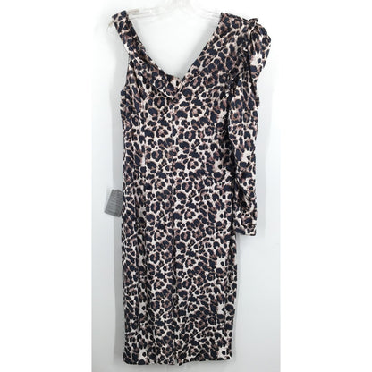 Lavish Alice Cold Shoulder Crush Velvet Cocktail Sheath Dress Sz 10 Leopard NWT
