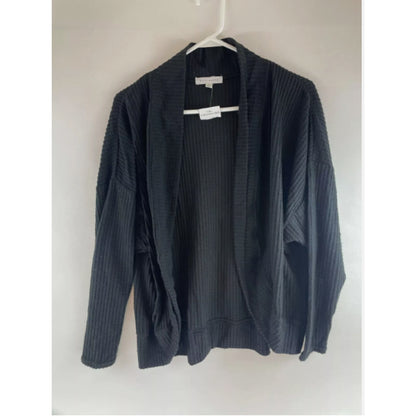 SOCIALITE Sweater Women's Size Small Black Open Cardigan Waffle-Knit Ribbed NWT