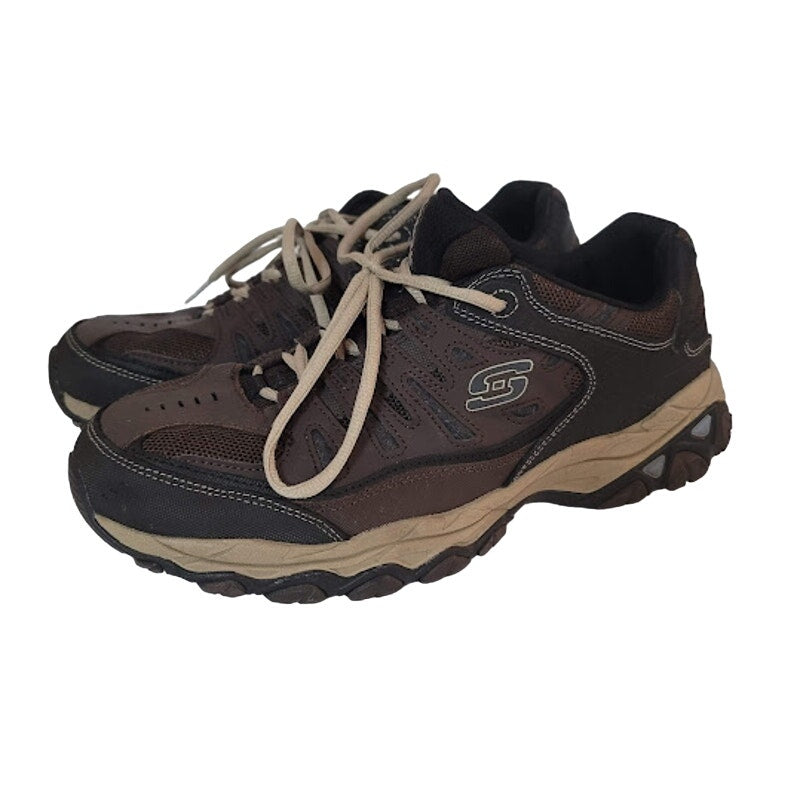 Skechers Afterburn Shoes Sneakers Mens 12 Memory Foam Lace-up Brown Tan 50125