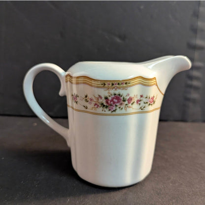 Vintage Lynne Fine China Creamer Pitcher Floral Gold Trim French Country