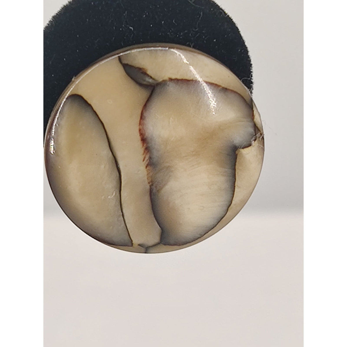 Vintage Round Marbled Brown Tan Faux Marbled Stone Stud Earrings Boho Cabuchon