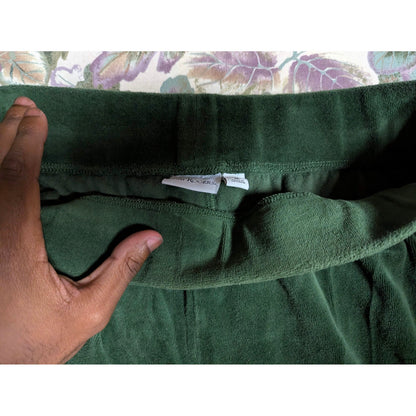 Vintage Kim Rogers Green Velour Tracksuit Set Zip Jacket Pants Y2K Lounge Medium
