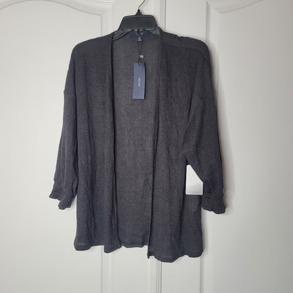ECLAIR Size Medium Open front lightweight Cardigan elastic cuff Black Knit