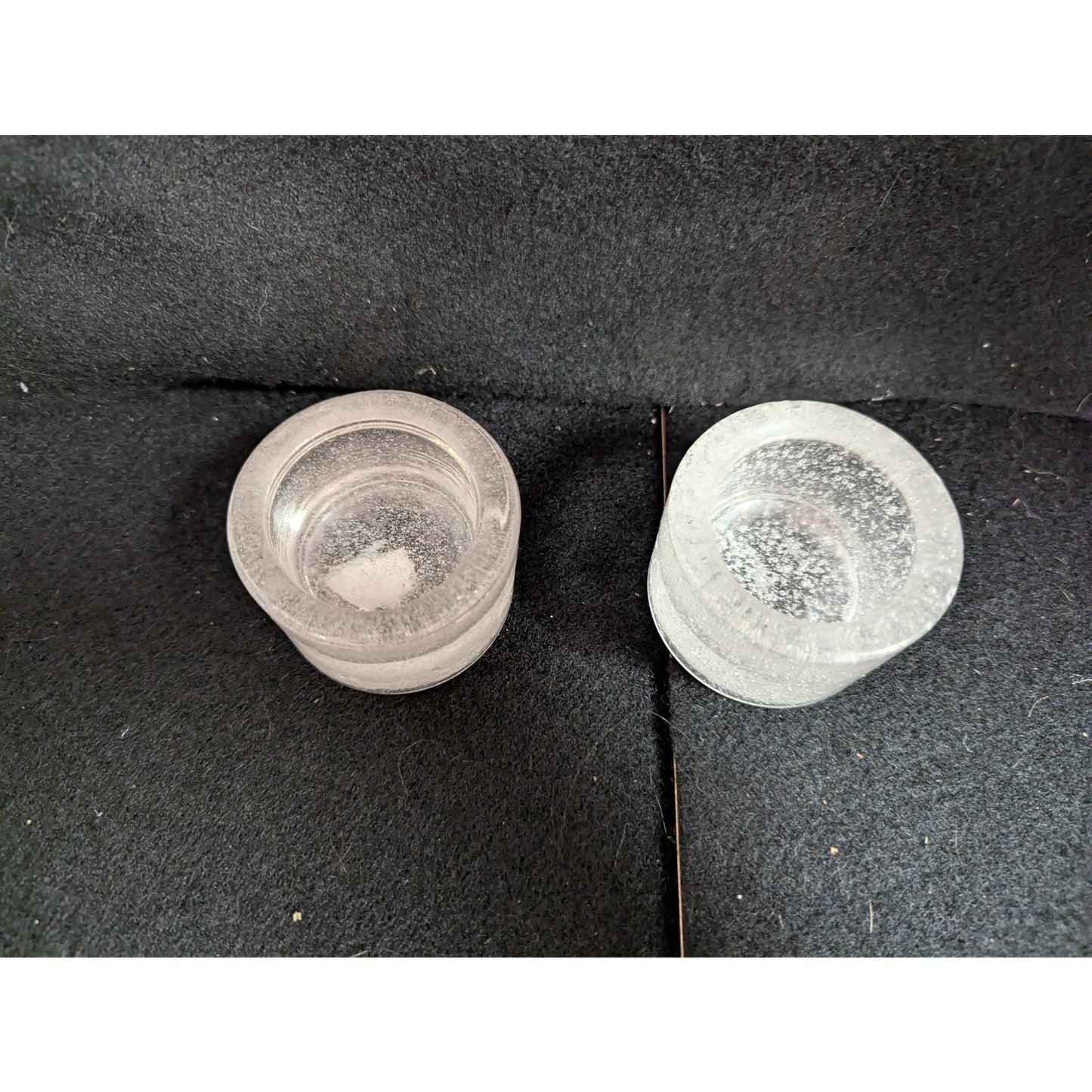 Vintage Heavy Frosted Clear Glass Candle Holders / Salt Cellars - Pair
