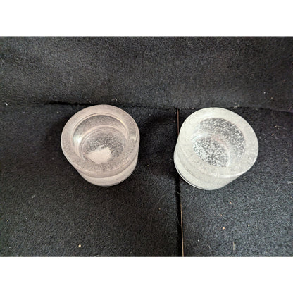 Vintage Heavy Frosted Clear Glass Candle Holders / Salt Cellars - Pair