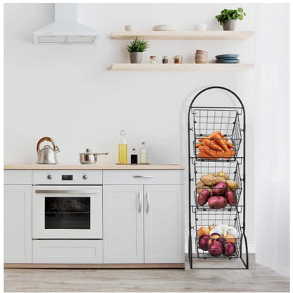 Sorbus 3-tiered metal shopping basket Fruit Vegetables Stand Whatnot Holder NEW