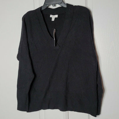 Topshop Ribbed Knit V-Neck Pullover Sweater Long Sleeves Black Size 4/6 MEDIUM