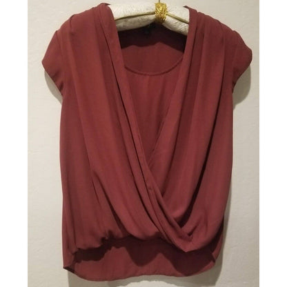 Halogen Draped Surplice Cami Insert Pullover Blouse XL Burgundy NWT FAUX WRAP