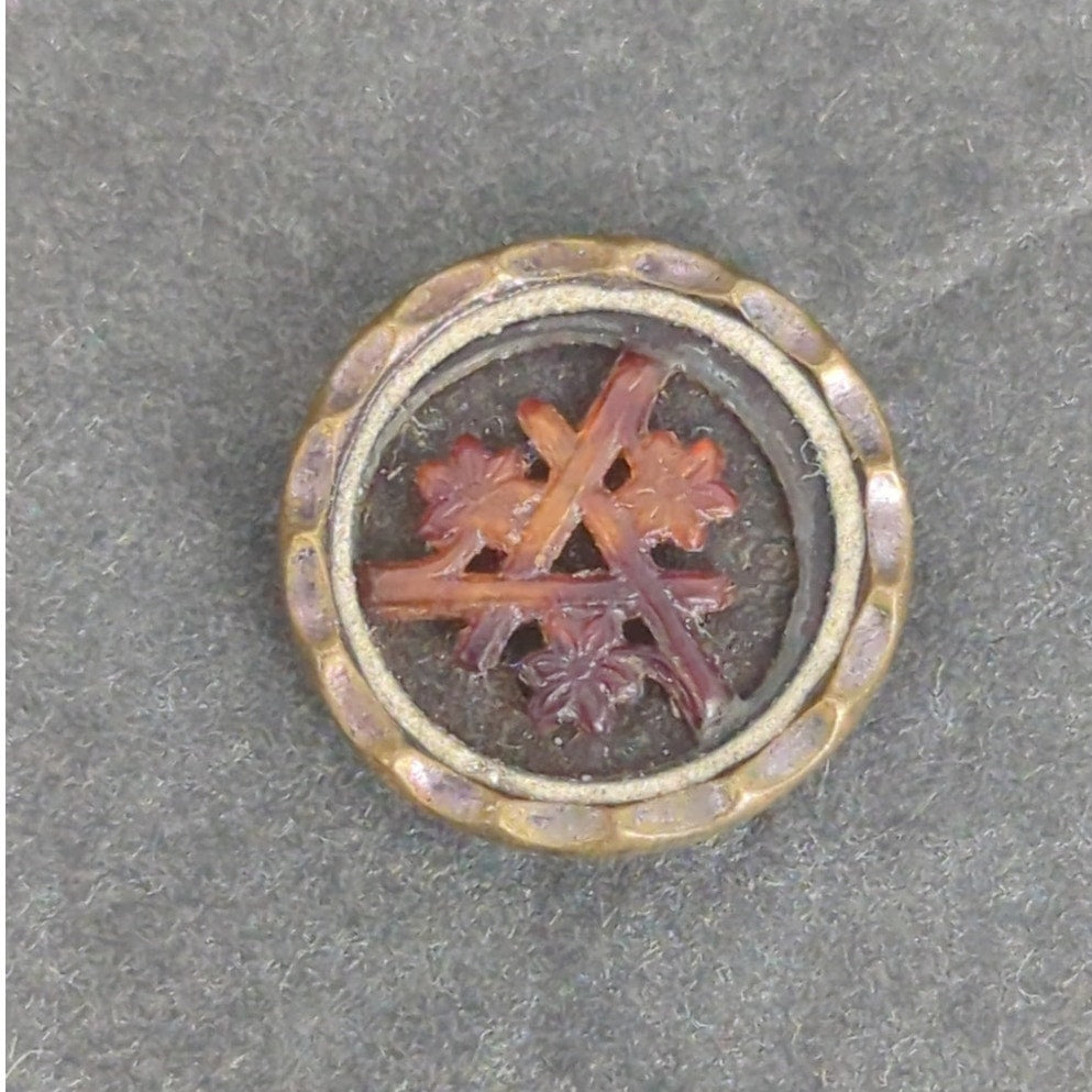 LOT R of 10 Antique Vintage Victorian Brass Mixed Materials Buttons ESTATE FIND