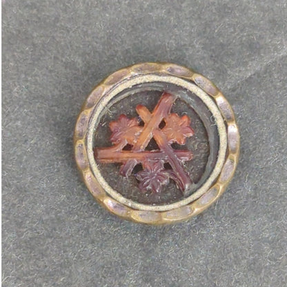 LOT R of 10 Antique Vintage Victorian Brass Mixed Materials Buttons ESTATE FIND